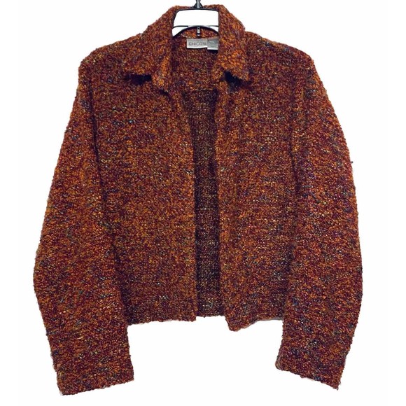 Chico's Women's Fuzzy Collared Open Front Cardigan Sweater Jacket Size 1 (Small) - Picture 1 of 3